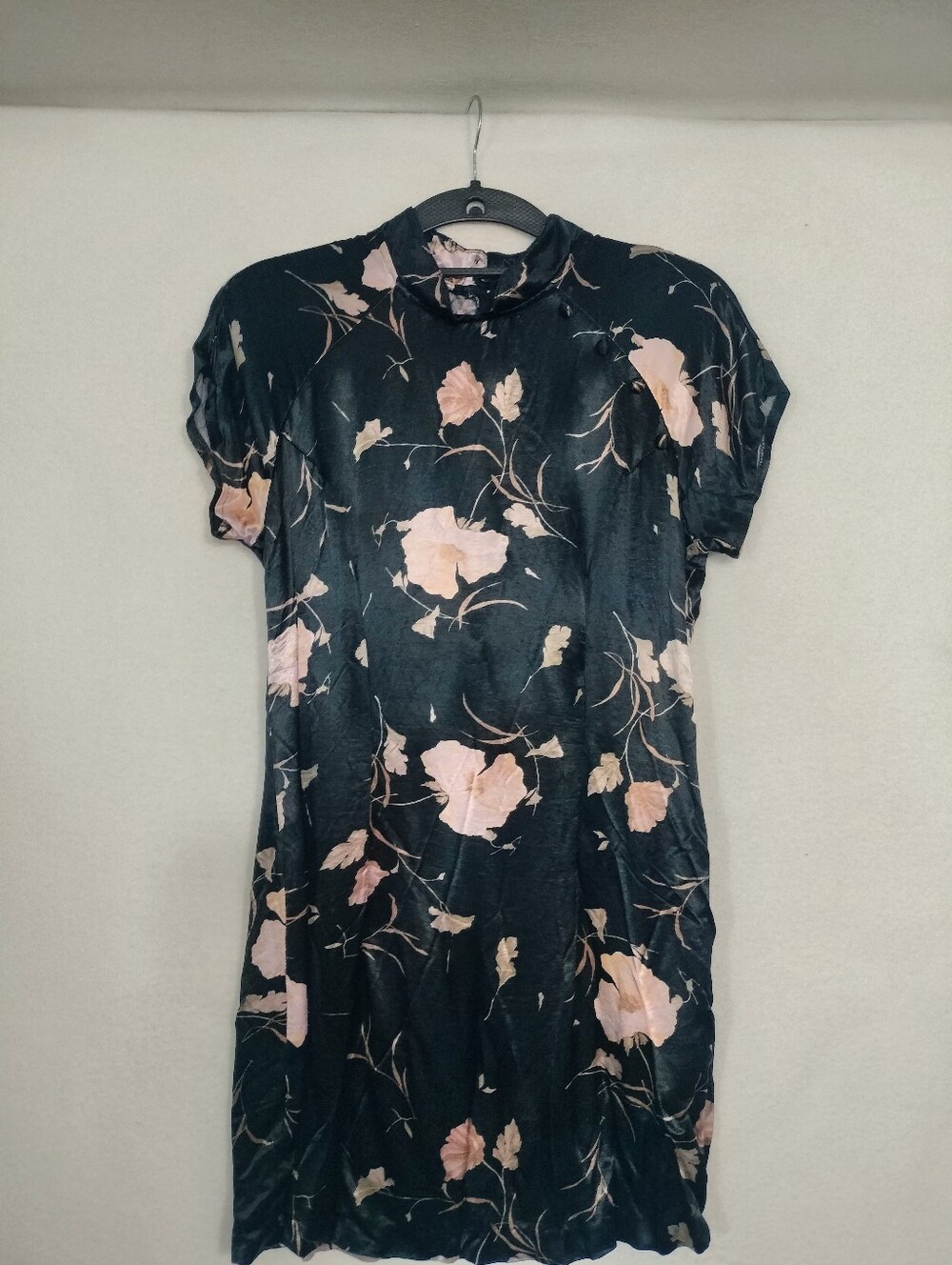 XOXO Black Mini Dress with Pale Pink Floral Print